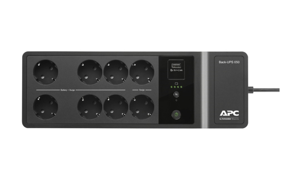 Непрекъсваеми токозахранващи устройства APC Back-UPS 650VA, 230V с 1 USB порт за зареждане